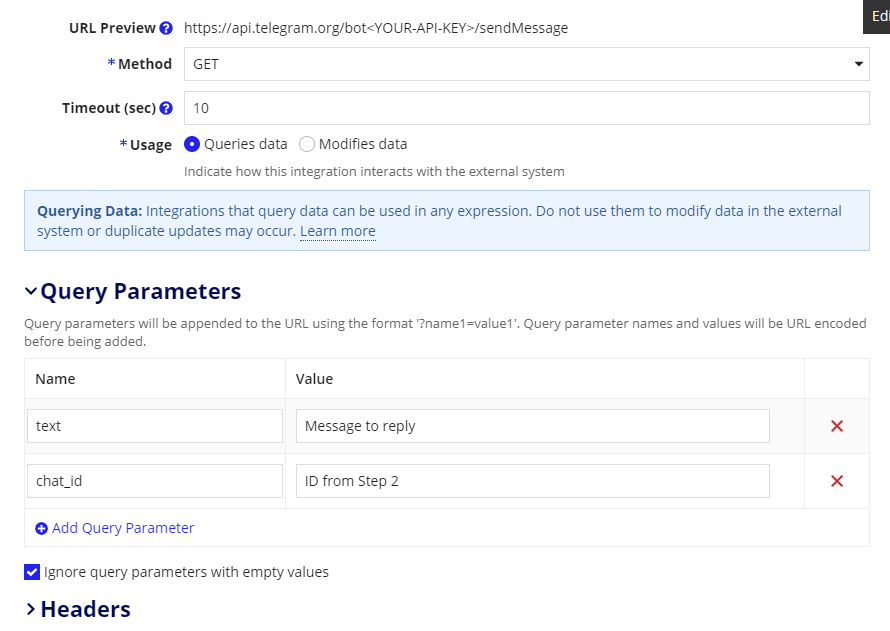 Integration setup